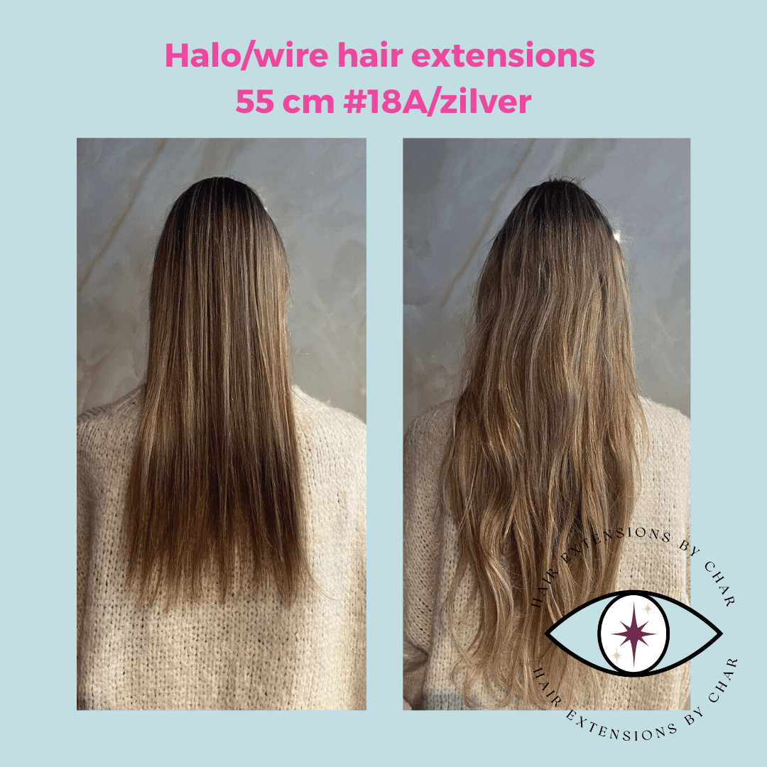 Halo/wire hair extensions #18A/Zilver mix